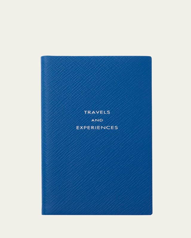 "Travels and Experiences" Panama Leather Pocket Notebook, Cerulean